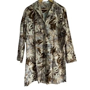 Coldwater Creek Womens Size Large Fall Leaves Linen Blend Button Up Dress‎